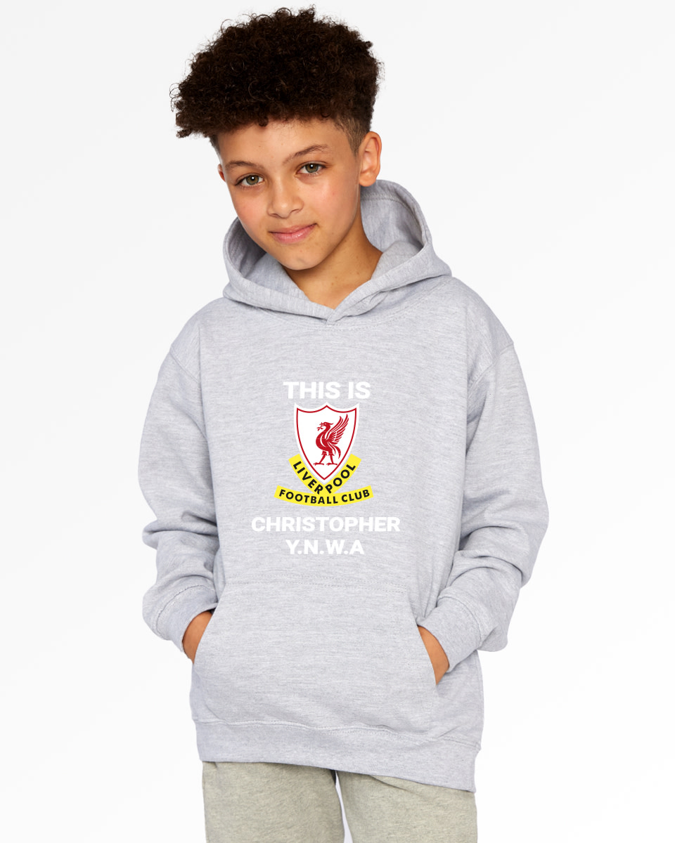 LFC Junior This is Anfield Personalised Grey Hoody - Image 1