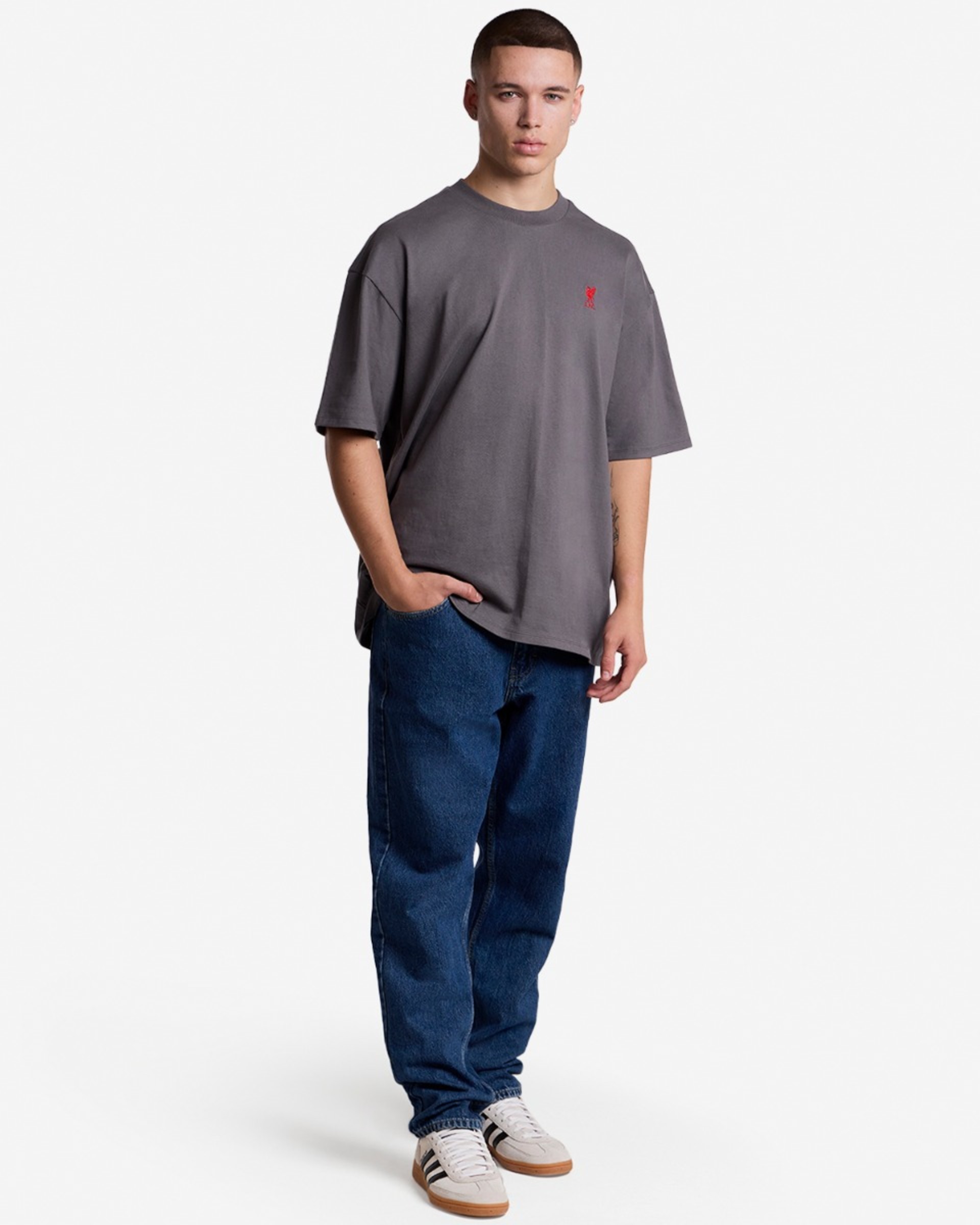 LFC Herren-T-Shirt in Übergröße mit Used-Rückenpartie, Grau - Image 3