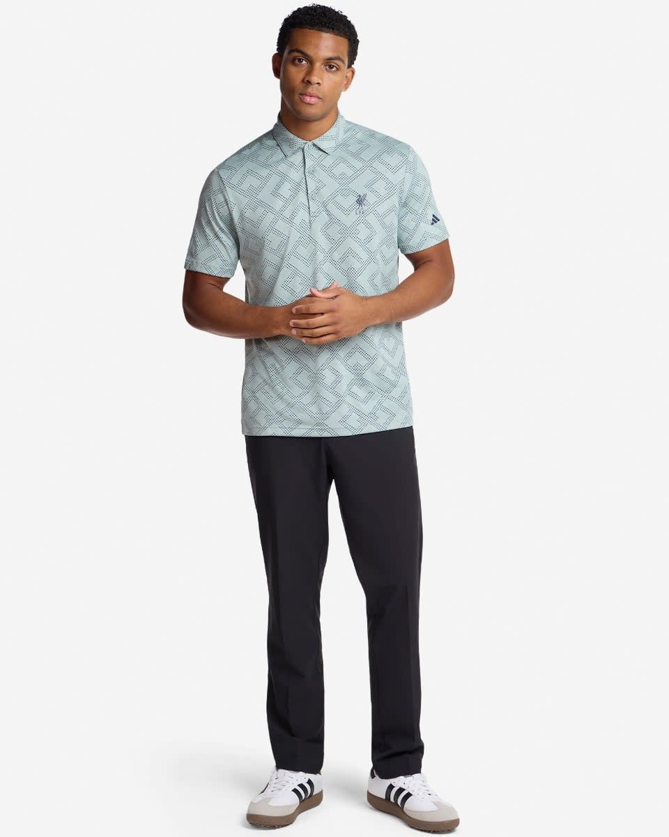 LFC adidas Adults Ultimate365 Golf Jacquard Pikétröja Wonder Sage & Marinblå - Image 3