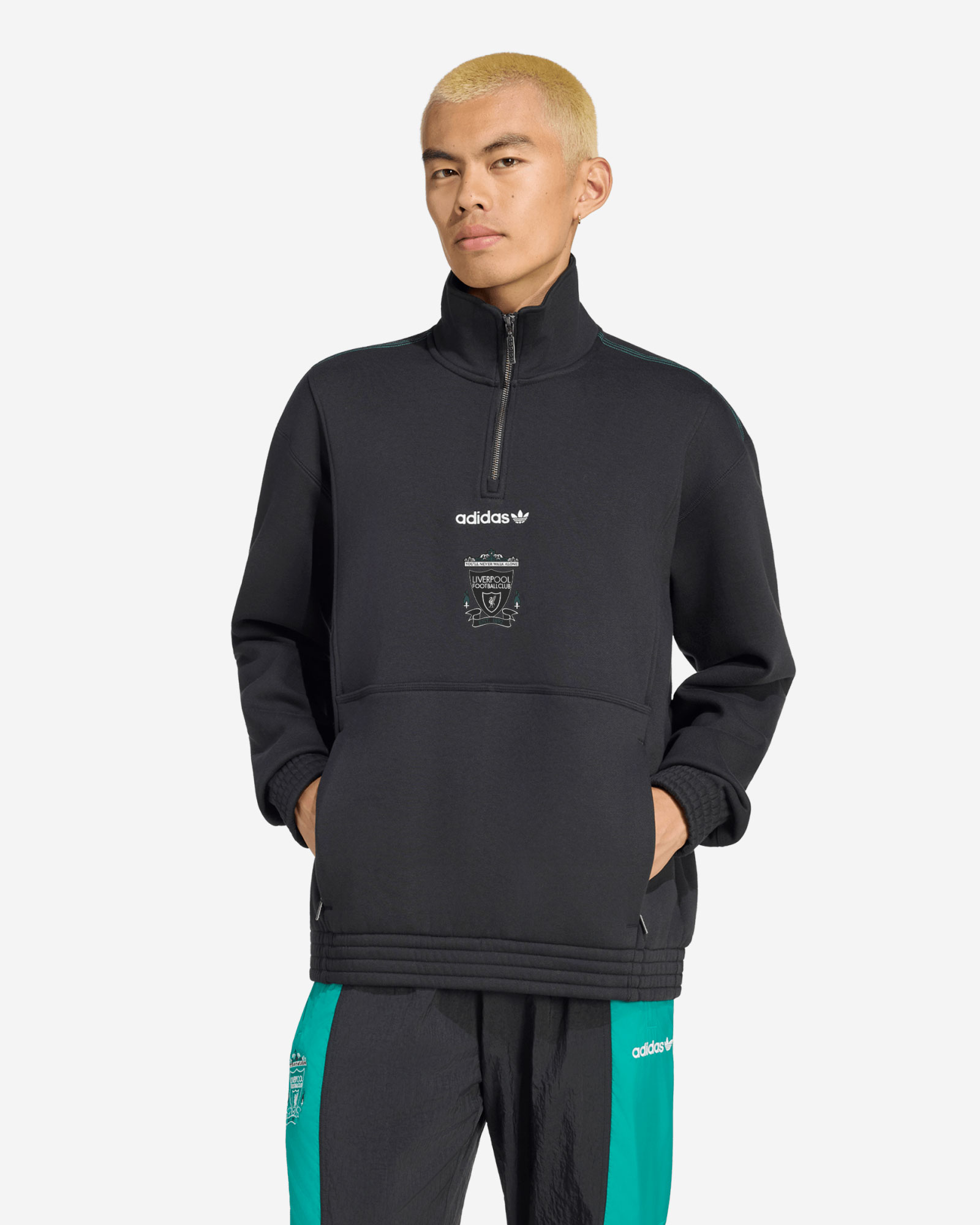 LFC adidas Mens EQT Half Zip Top Black - Image 1