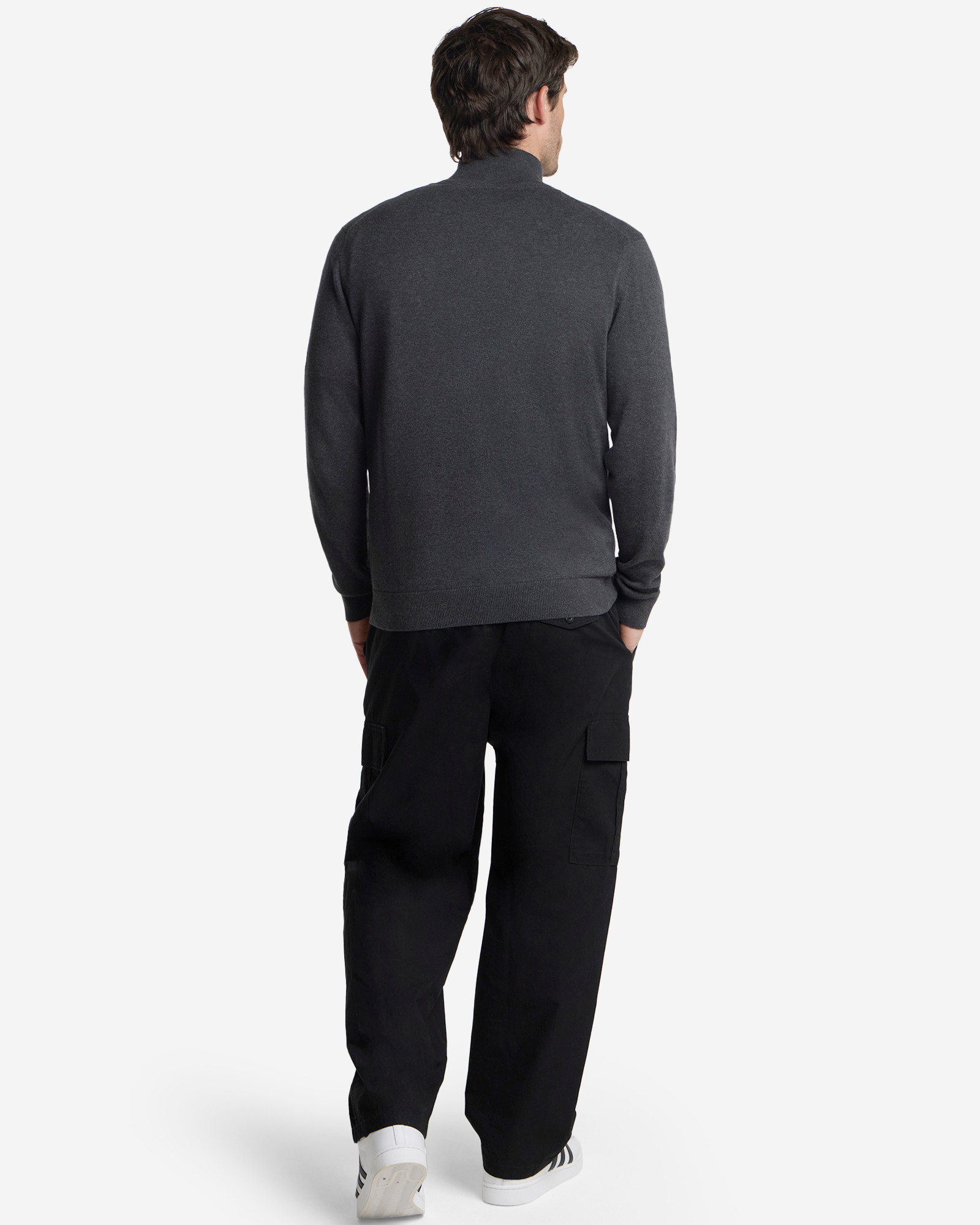 LFC Mens Quarter Zip Knit Jumper Charcoal - Image 3