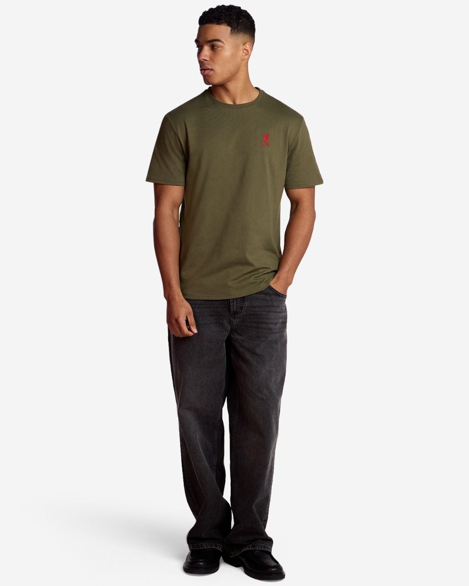 LFC Mens Liverbird Emblem Tee Khaki - Image 3