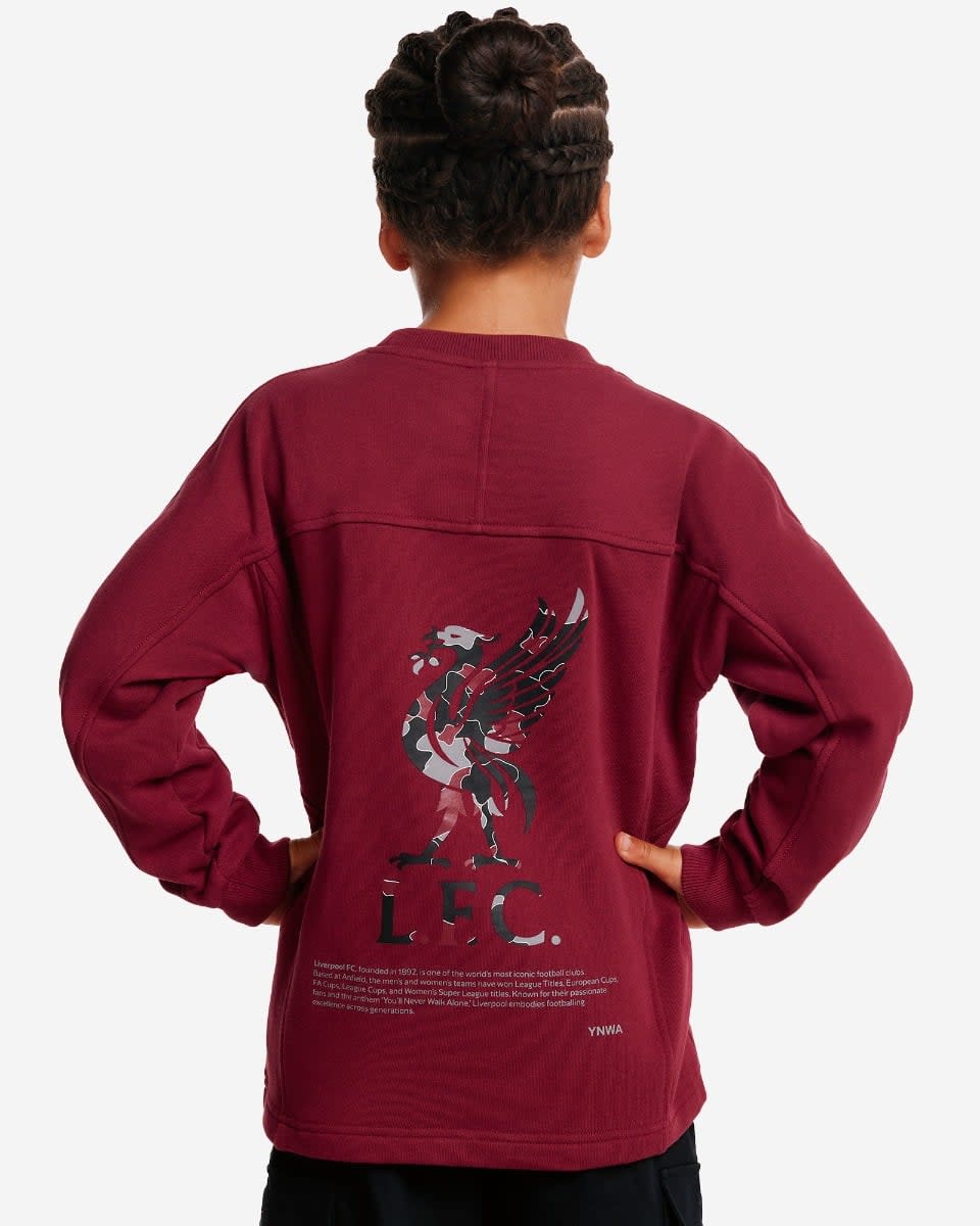 Sudadera extragrande con paneles YNWA de LFC Juniors, color cereza - Image 1