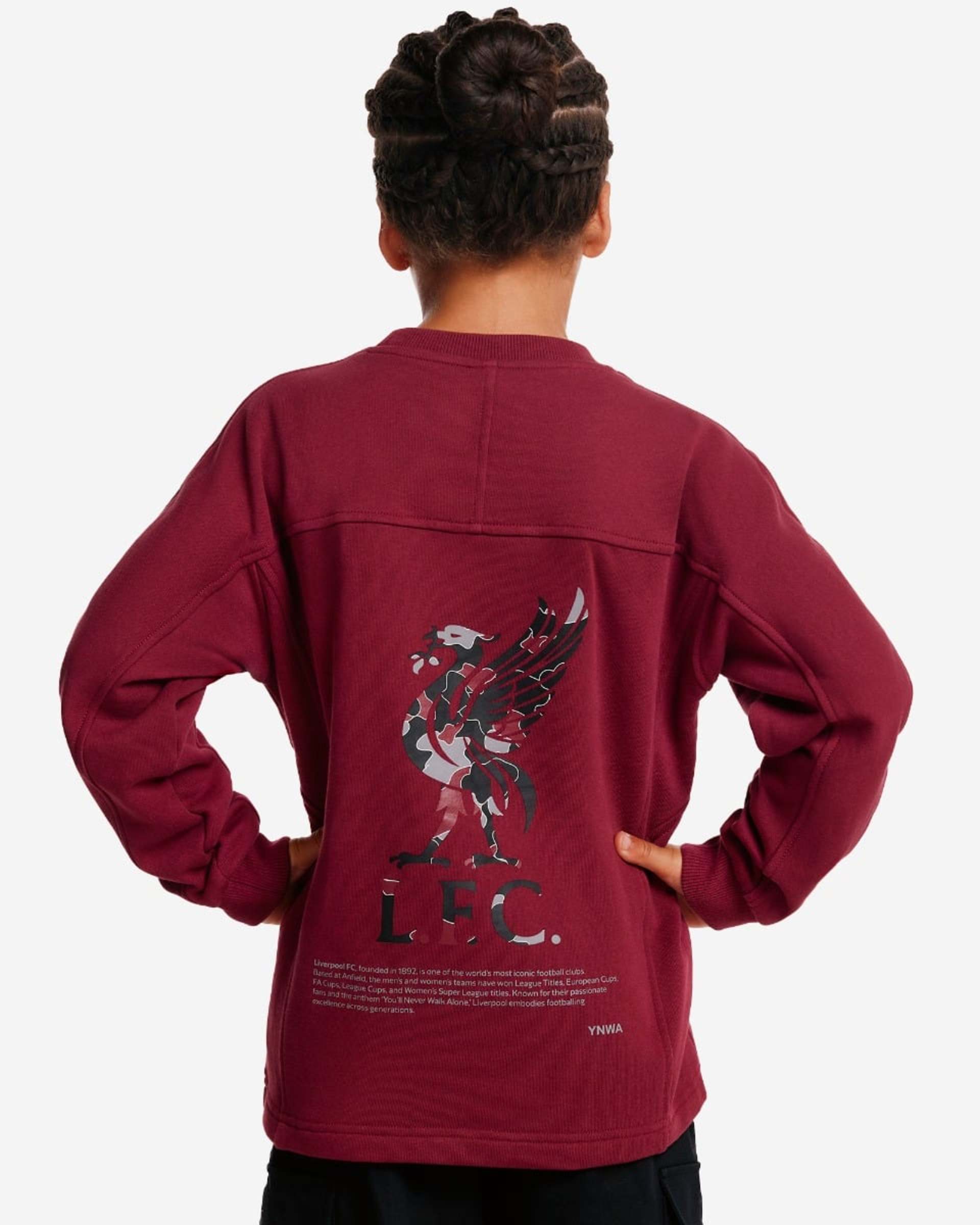 Sudadera extragrande con paneles YNWA de LFC Juniors, color cereza - Image 1