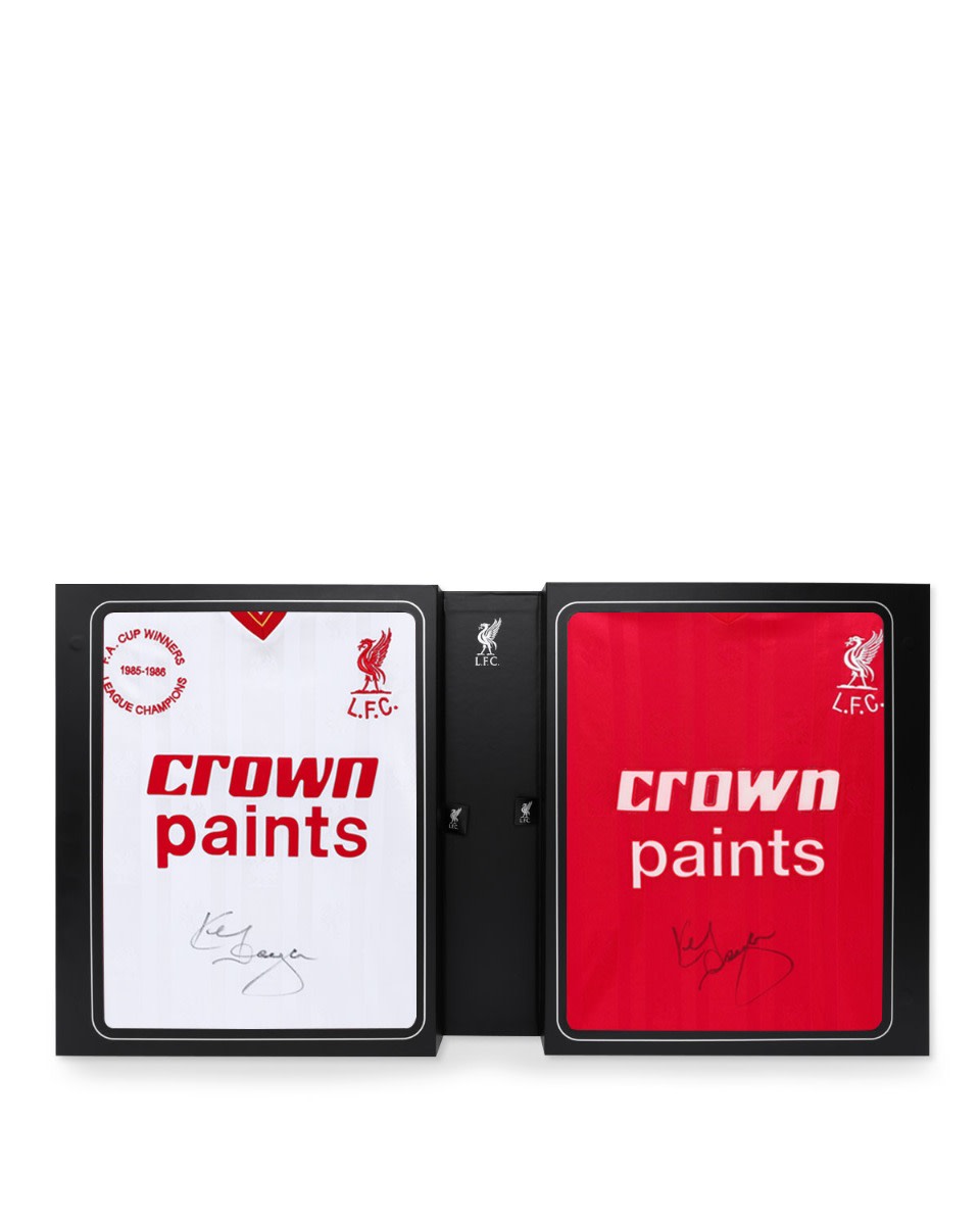 Chemises à double boîte Dalglish 86 Home & Away signées LFC - Image 1