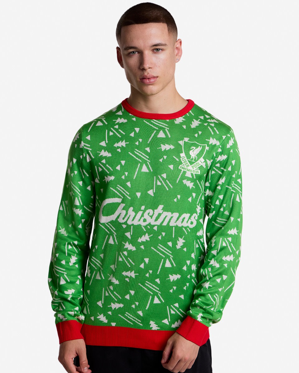 LFC Adults Retro Christmas Jumper Green - Image 1