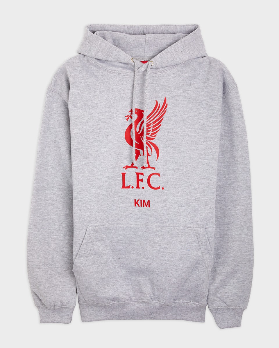 LFC Red Liverbird Personalised Grey Hoody - Image 2