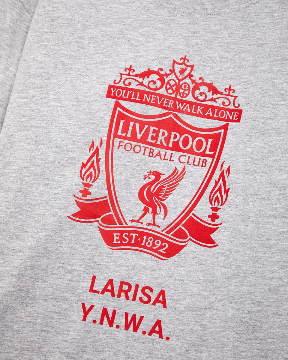 LFC Red Crest Personalised Grey Tee - Image 3