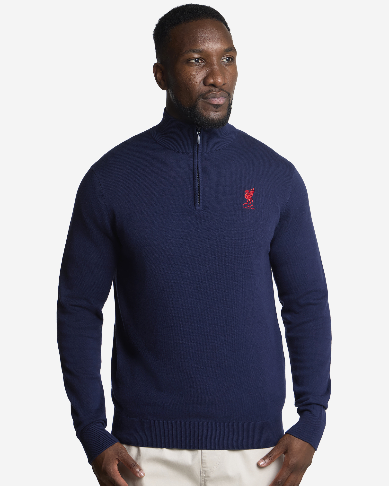 LFC Mens Quarter Zip Knit Jumper Navy - Image 1