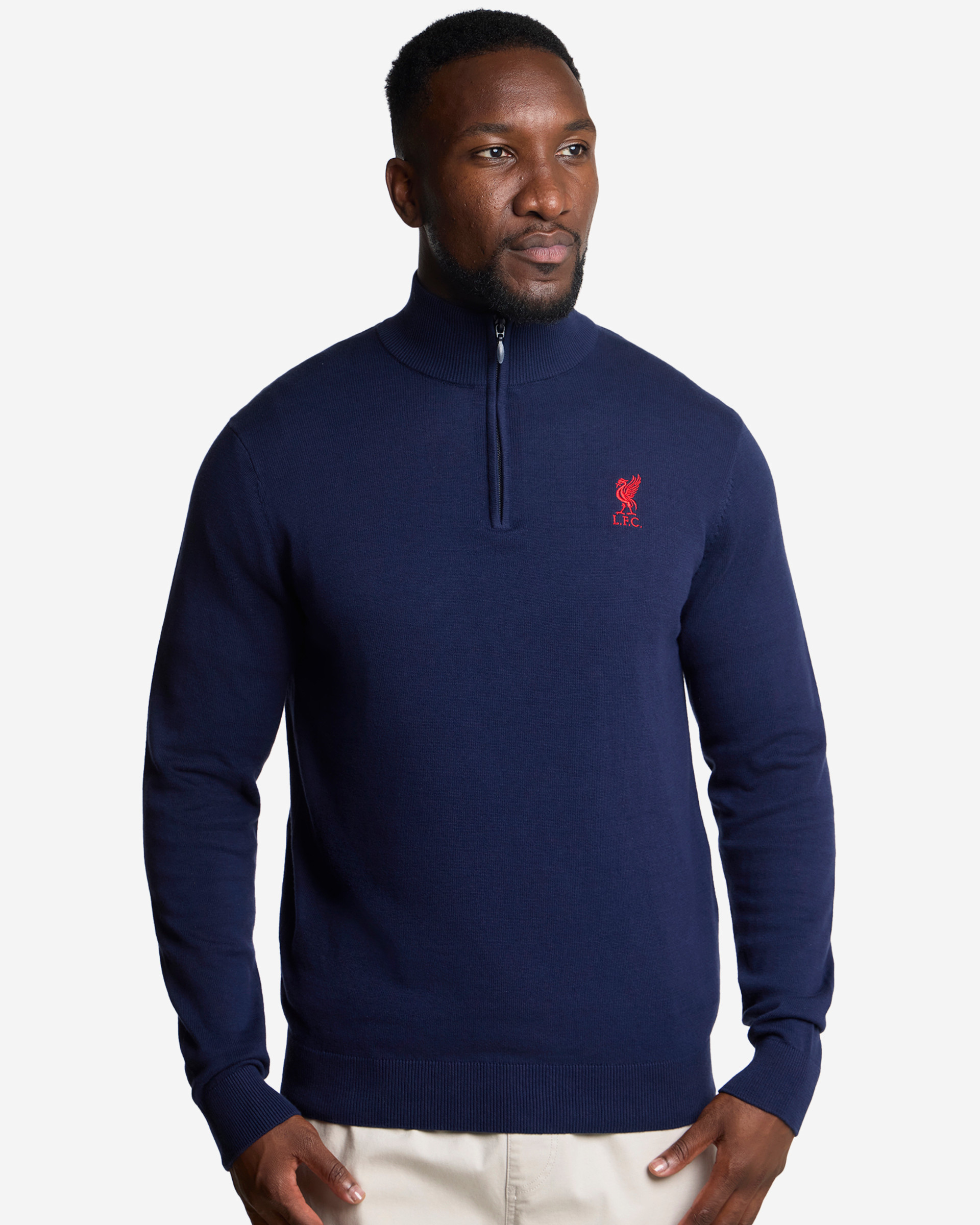LFC Herren-Strickpullover mit Viertelreißverschluss, Marineblau - Image 1