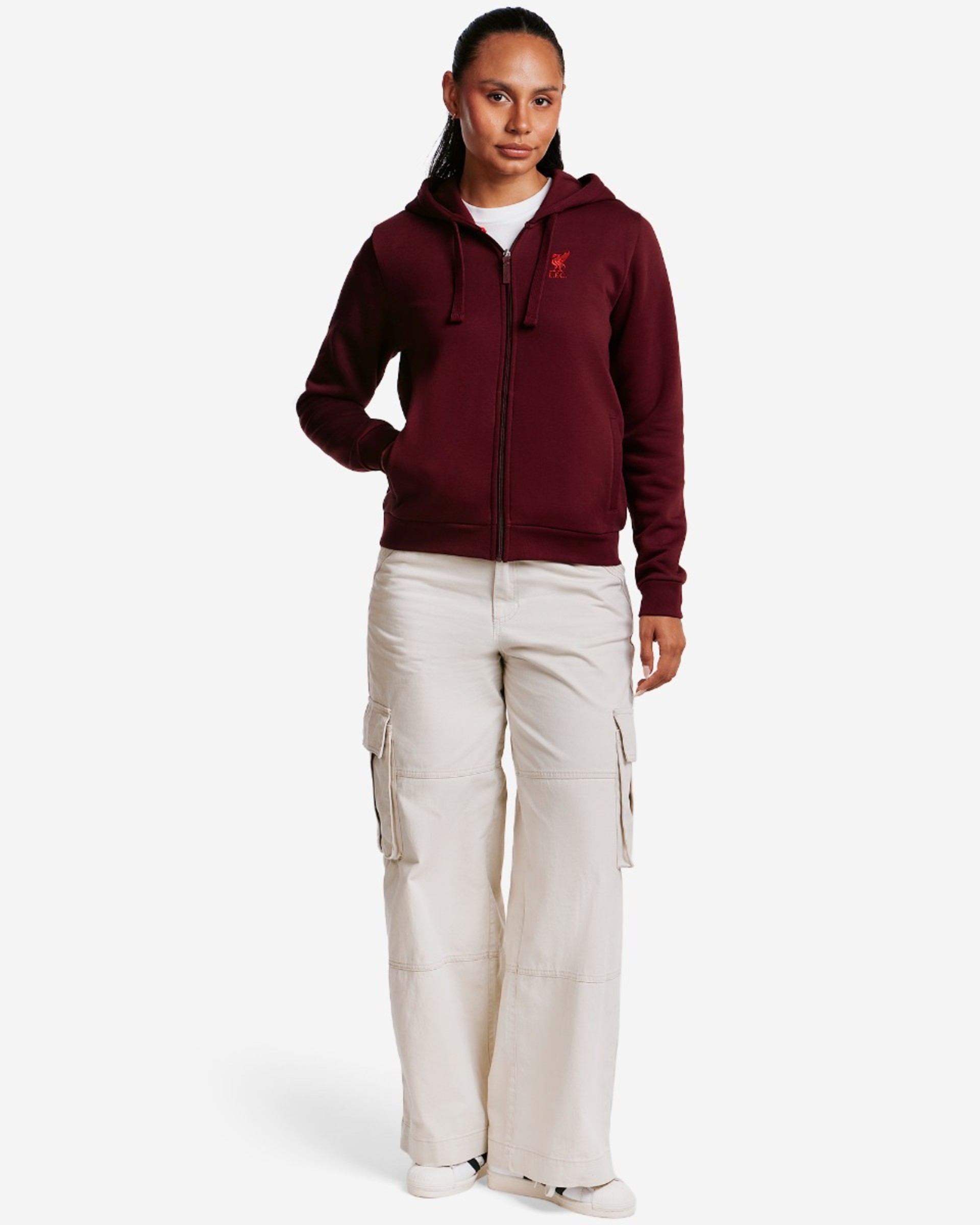LFC Kapuzenpulli mit durchgehendem Reißverschluss für Damen, Dunkelrot - Image 3