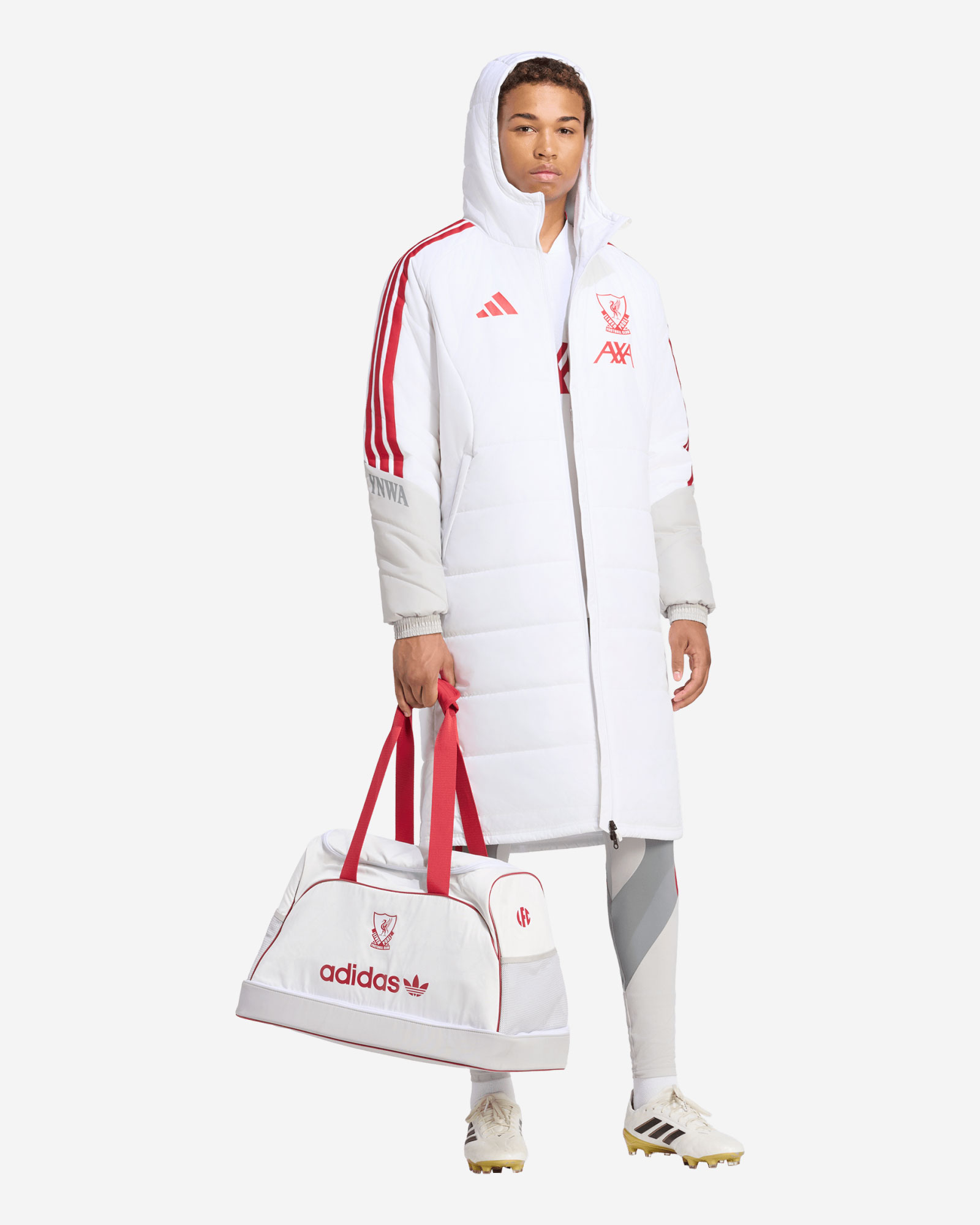 LFC adidas ผู้ชาย 26/27 เสื้อคลุมยาวยุโรปดั้งเดิมสีขาว - Image 3