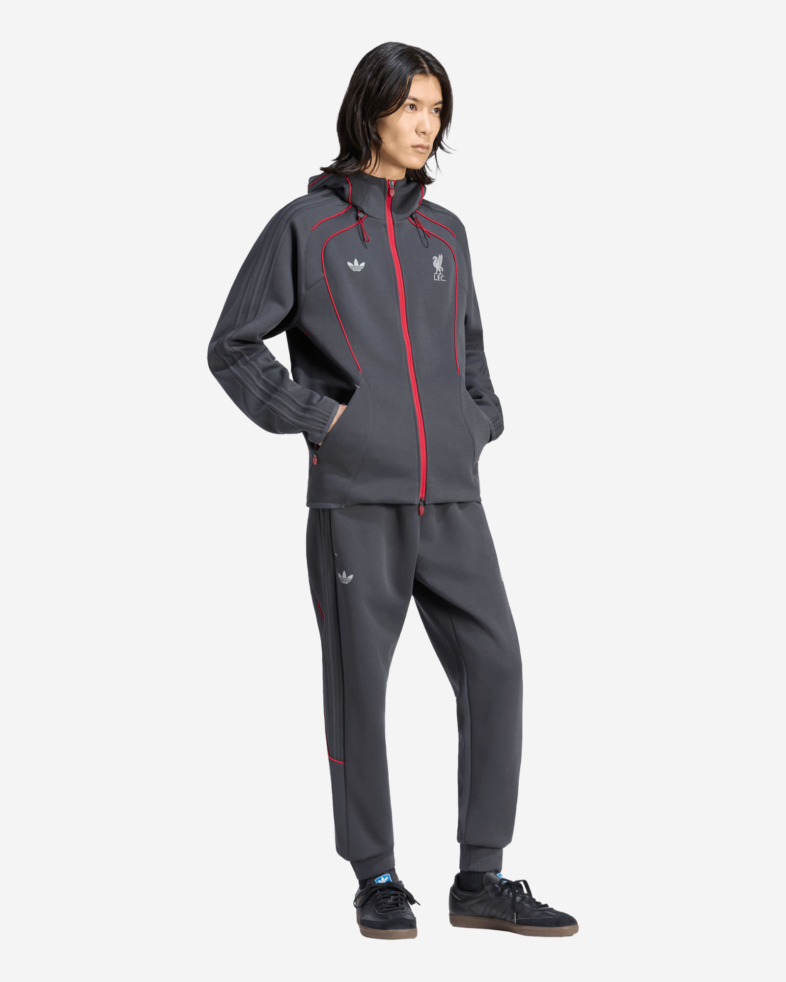 LFC adidas Mens Spacer Teamgeist 26 Track Top Dark Grey - Image 3