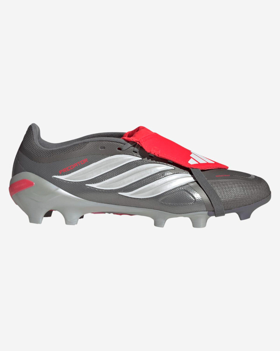 adidas Adults Predator League Fold-Over Tongue Firm Ground Football Boots Iron Metallic/Zero Metalic/Lucid Red - Image 1