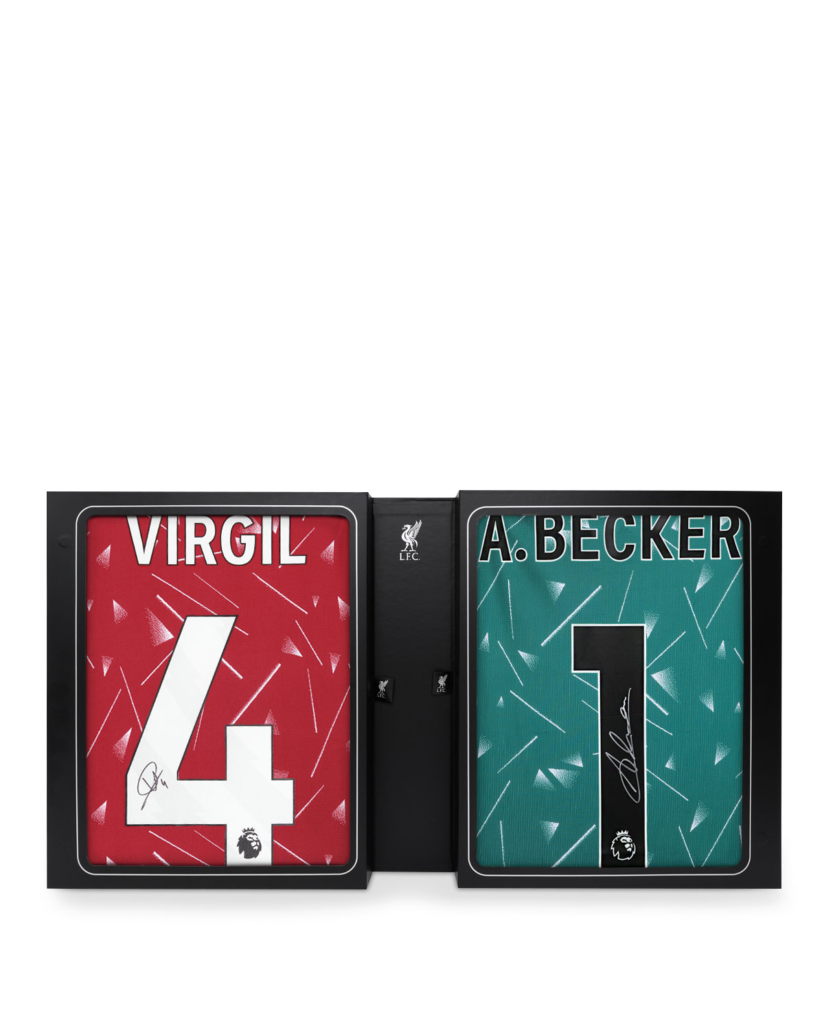 LFC Signed 26/27 Virgil & Alisson Becker Dual Boxed Shirts - Image 1