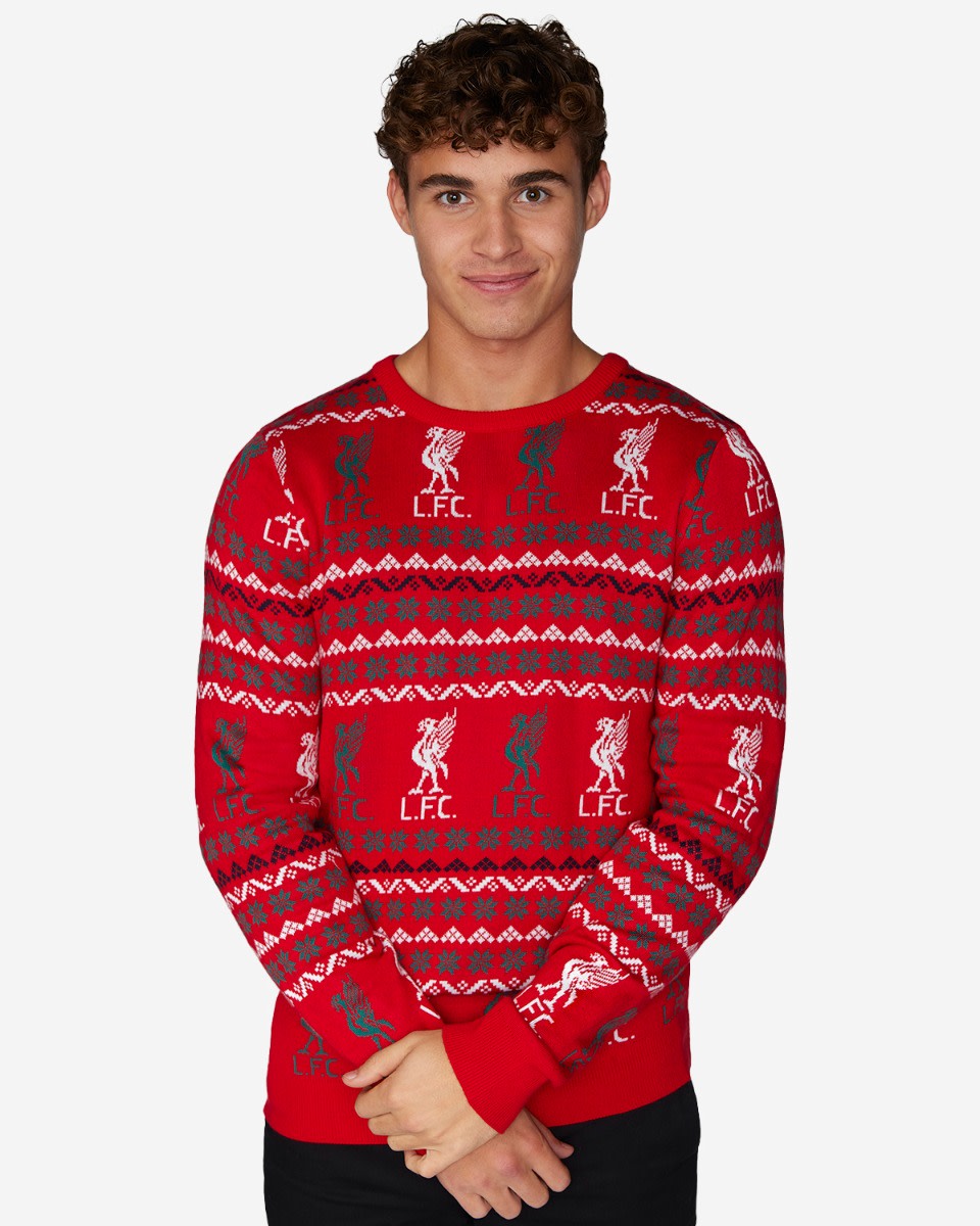 LFC Adult Fairisle Christmas Jumper Red - Image 1