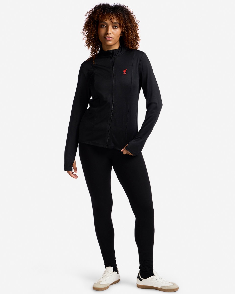 LFC Womens Poly Zip Through Poly Top Black - Image 3