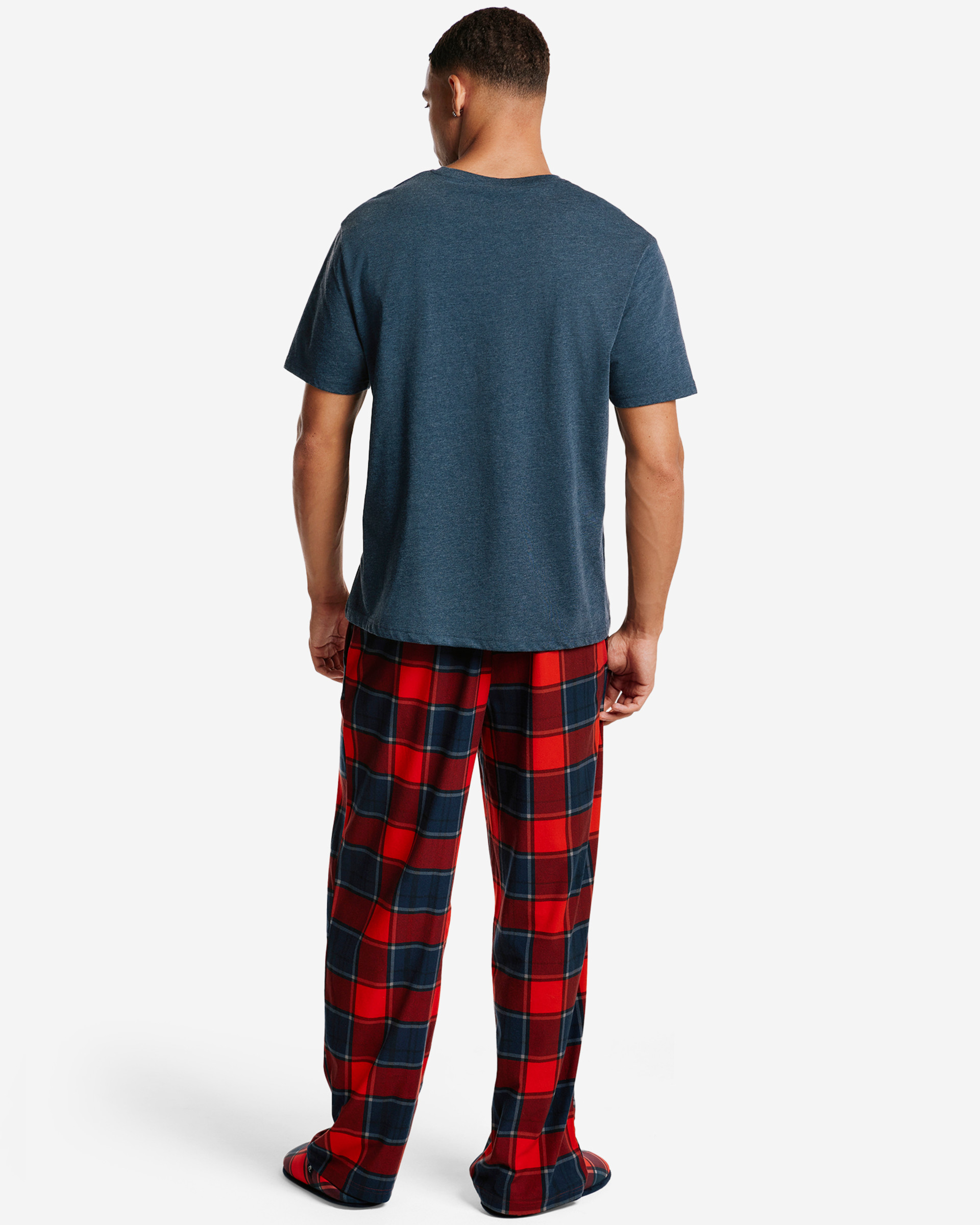 LFC Herren-Pyjama-Set mit langem Karomuster, Marineblau - Image 4