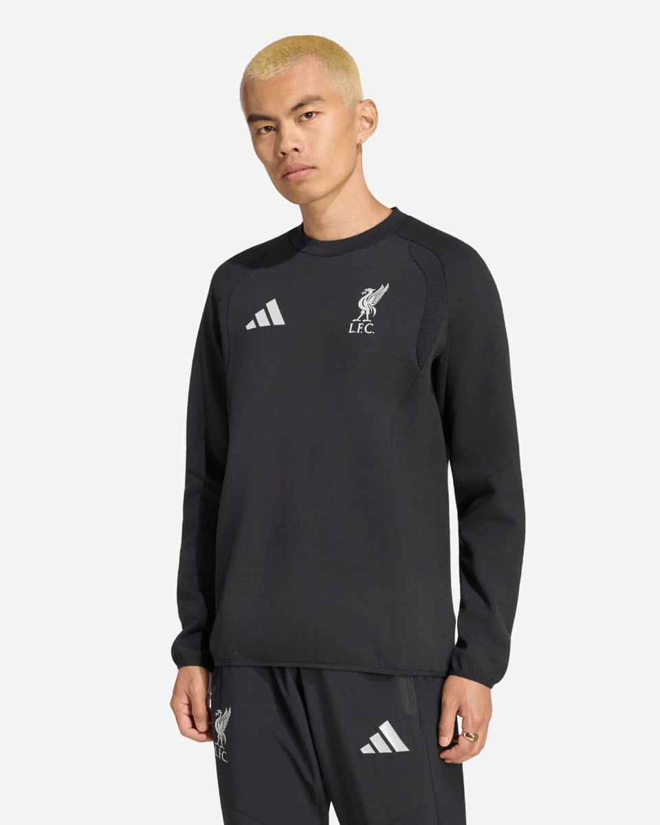 LFC adidas Mens Tiro Travel Crewneck Sweatshirt Black - Image 1