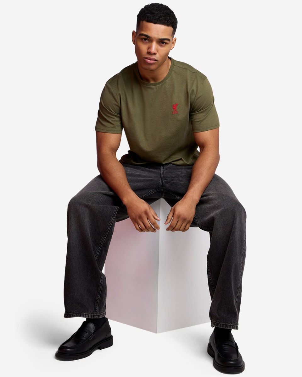LFC Mens Liverbird Emblem Tee Khaki - Image 2