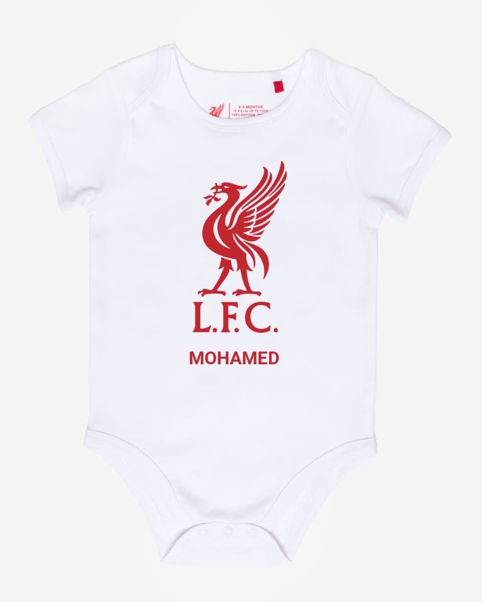 LFC Baby Personalised Liverbird Bodysuit White - Image 1