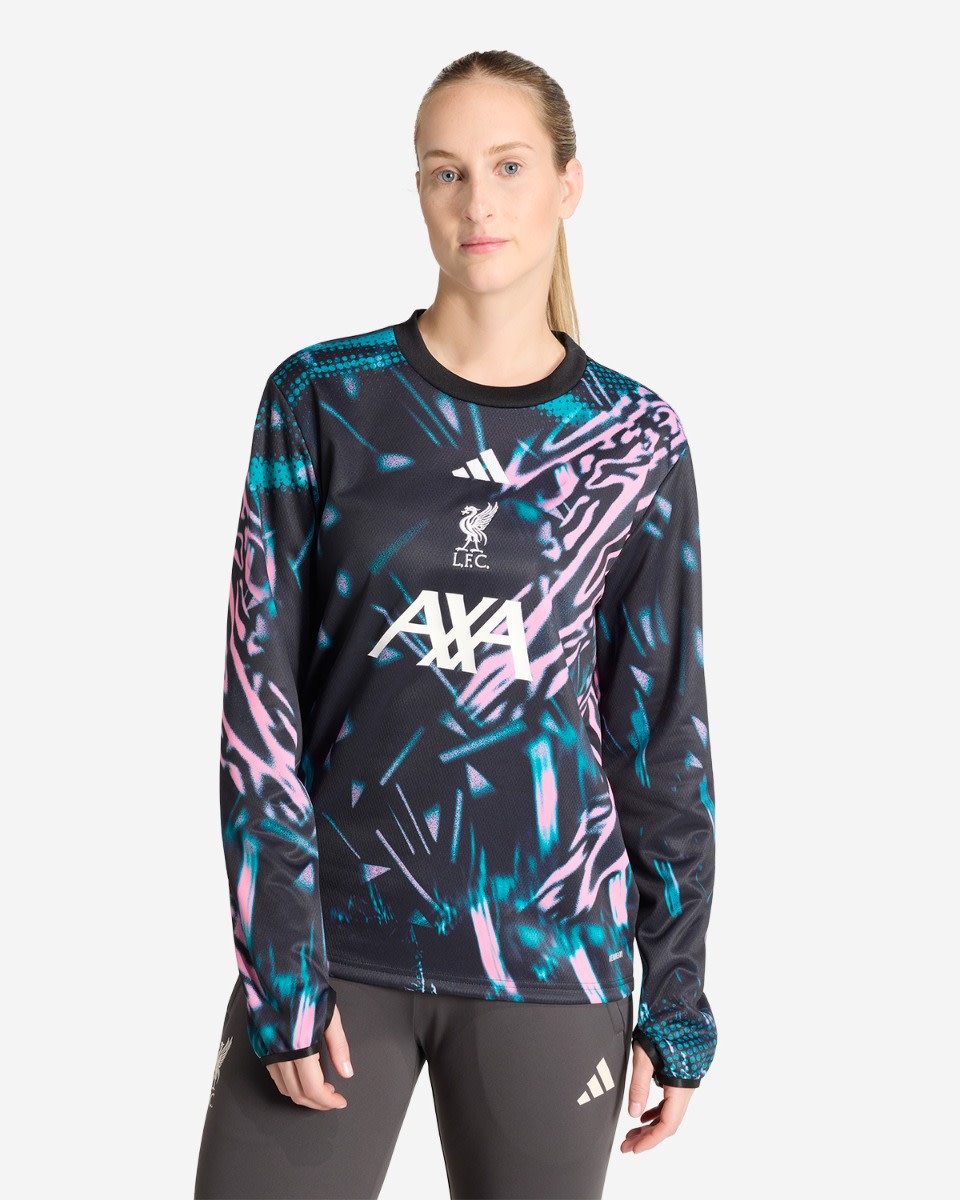 LFC adidas Womens 25/26 Pre-Match Long Sleeve Top Black - Image 1