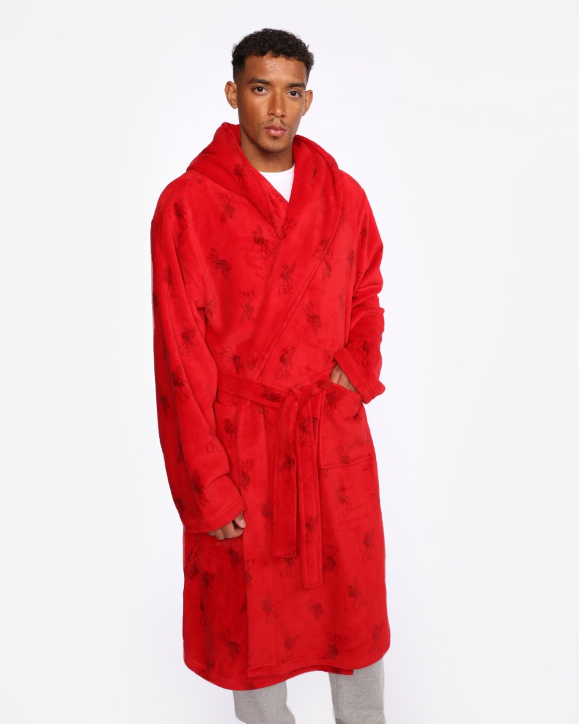 Robe de chambre à capuche LFC pour homme rouge - Image 1