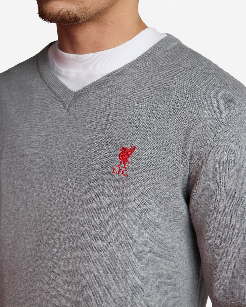 LFC V Neck Cotton Knit Jumper Grey - Image 2