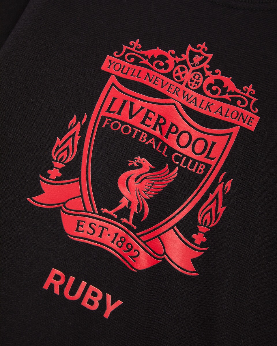 LFC Junior Red Crest Personalised Black Tee - Image 3