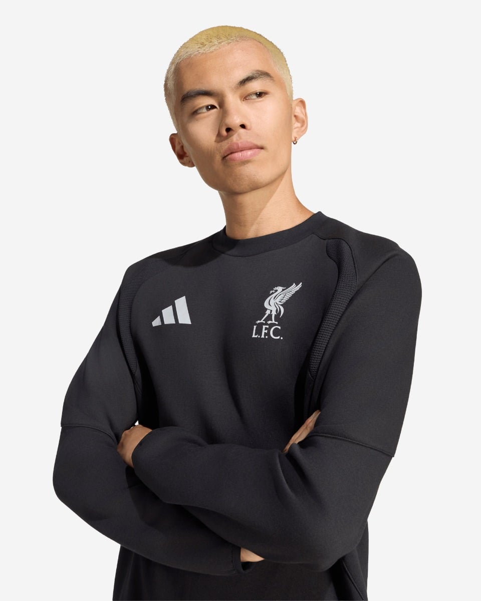 LFC adidas Mens Tiro Travel Crewneck Sweatshirt Black