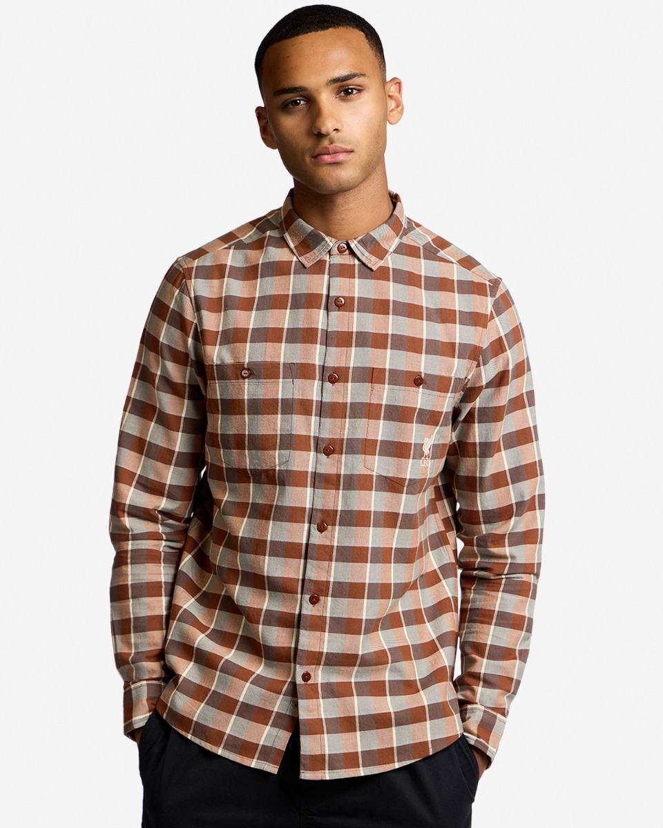 Camisa a cuadros LFC para hombre, color marrón - Image 1