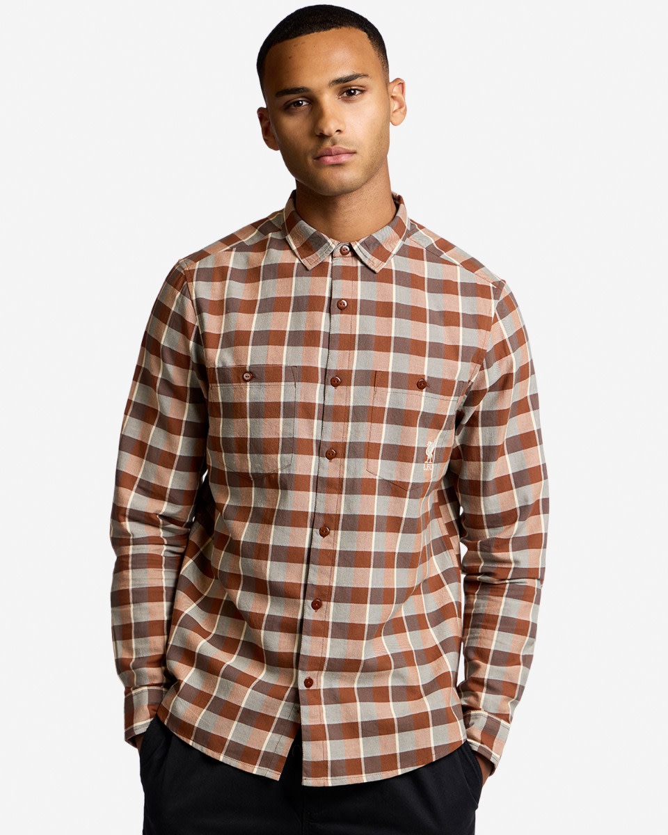 LFC Mens Check Shirt Brown - Image 1