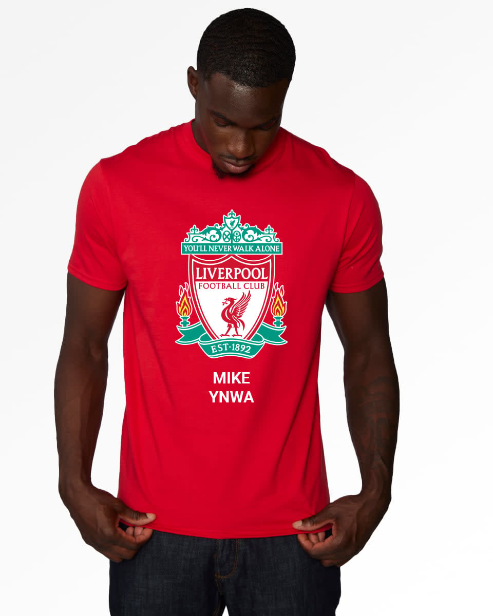 LFC Crest Personalised Red Tee - Image 1