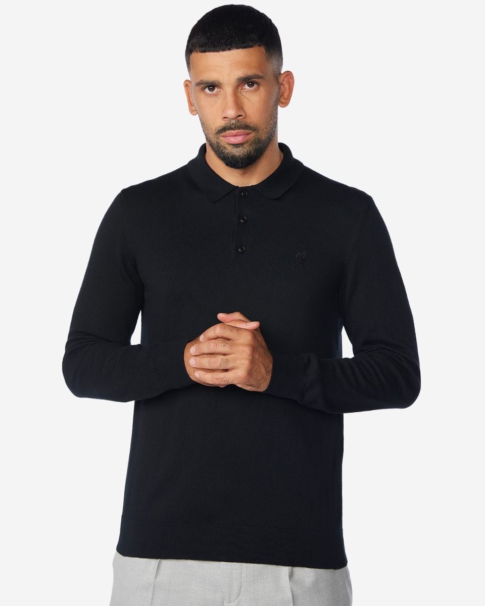 LFC Mens Firma Long Sleeve Knitted Polo Black - Image 1