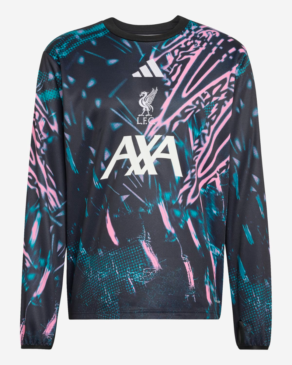 LFC adidas Mens 25/26 Long Sleeve Pre-Match Top Black