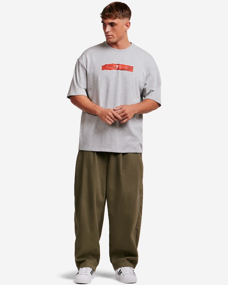 LFC Mens Oversized YNWA Wing Tee Grey Marl - Image 3