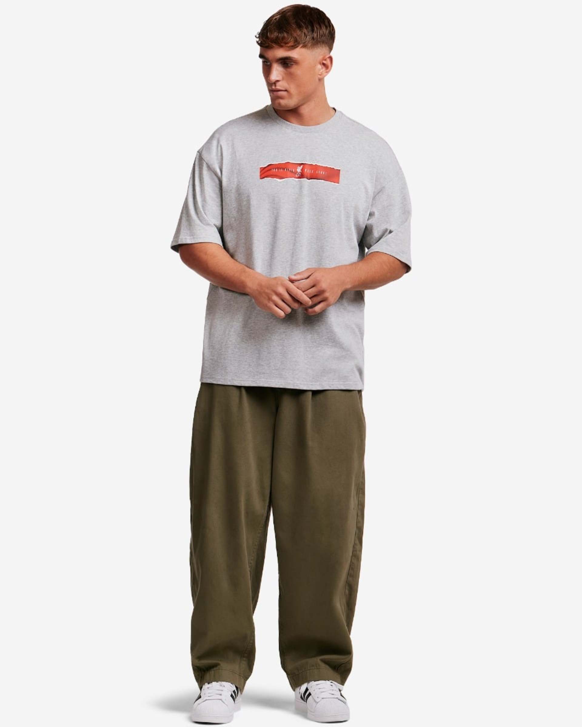 LFC YNWA Wing T-Shirt für Herren in Übergröße, Grau meliert - Image 3