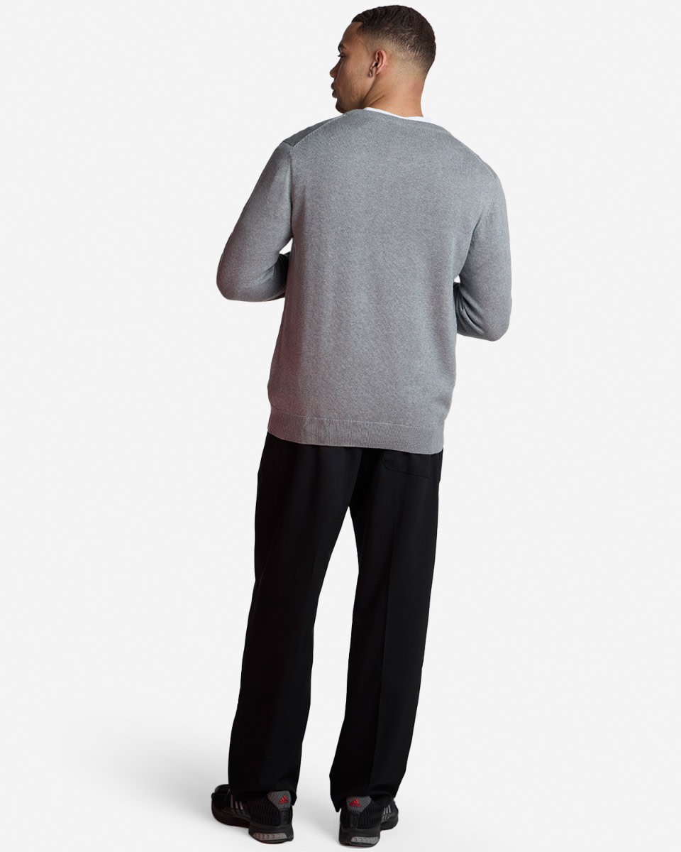 LFC V Neck Cotton Knit Jumper Grey - Image 4