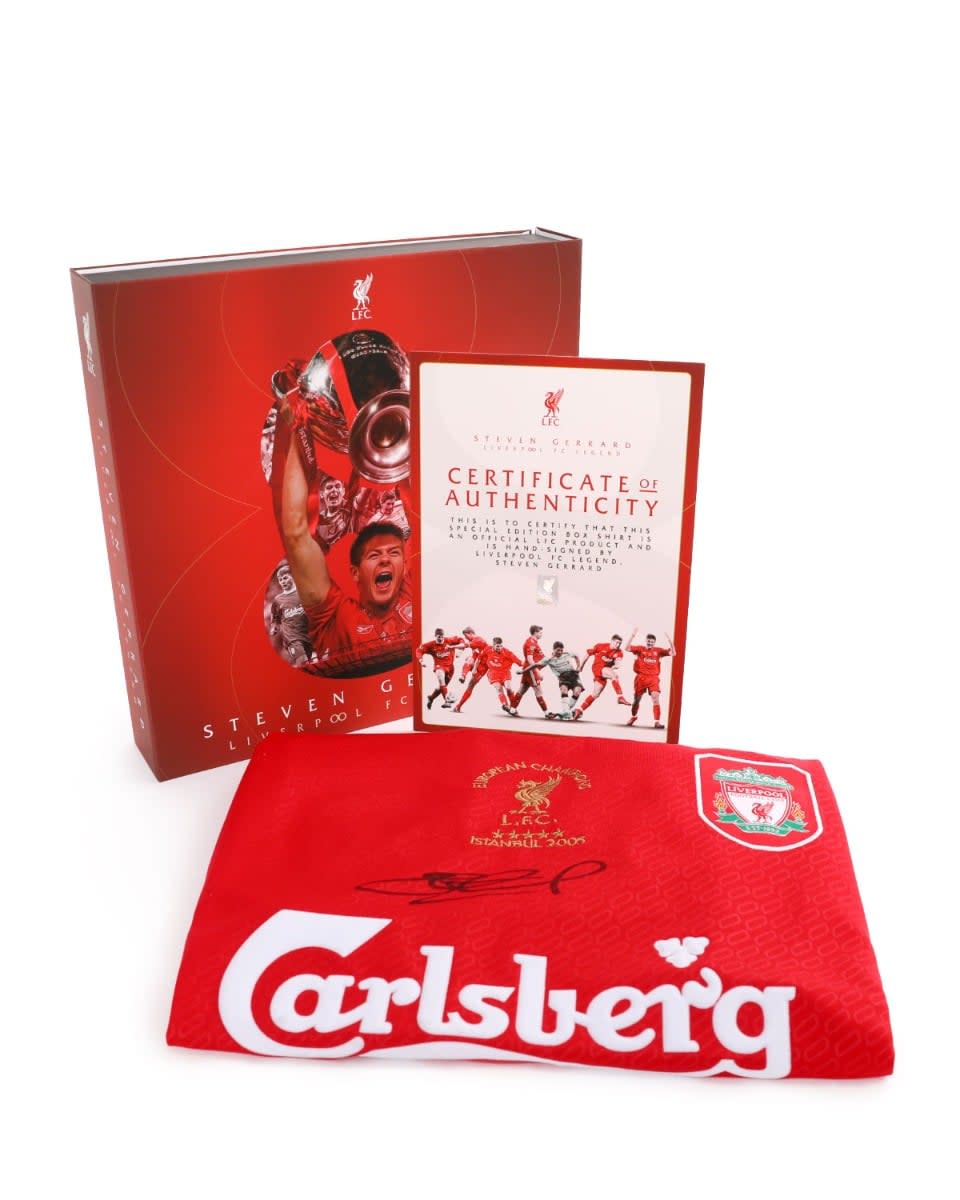 LFC Signerad Gerrard Boxad skjorta - Image 1