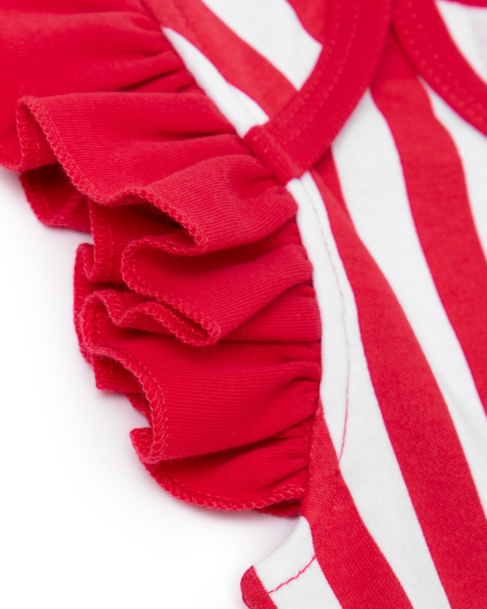 LFC Baby Frill Stripe Bodysuit Red & White - Image 3