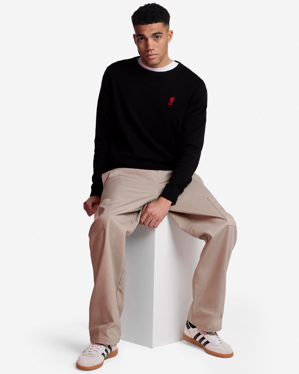 LFC Mens Crew Neck Knit Sweatshirt Black - Image 3