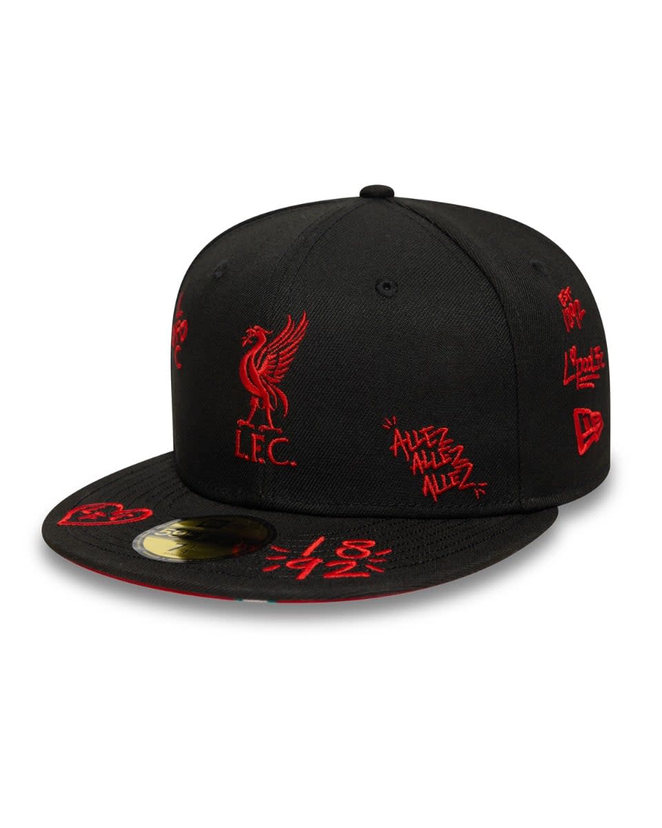 LFC New Era 59FIFTY Scribble Kappe Schwarz/Rot - Image 1