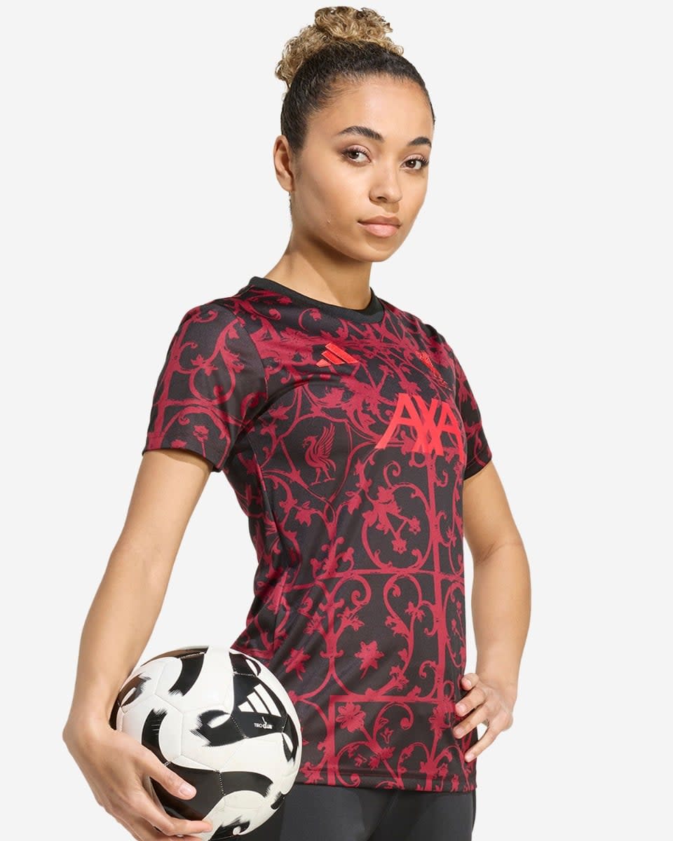 LFC adidas Womens 25/26 Short Sleeve Pre-Match Shirt Black - Image 3