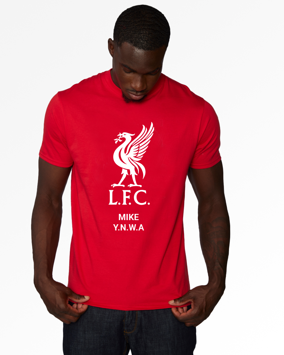 LFC White Liverbird personlig rød T-shirt - Image 1