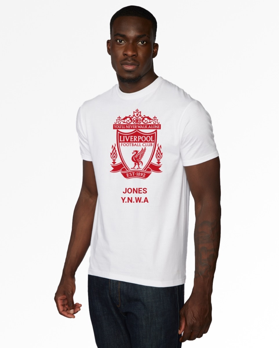 เสื้อยืดสีขาวแบบส่วนบุคคล LFC Red Crest - Image 1