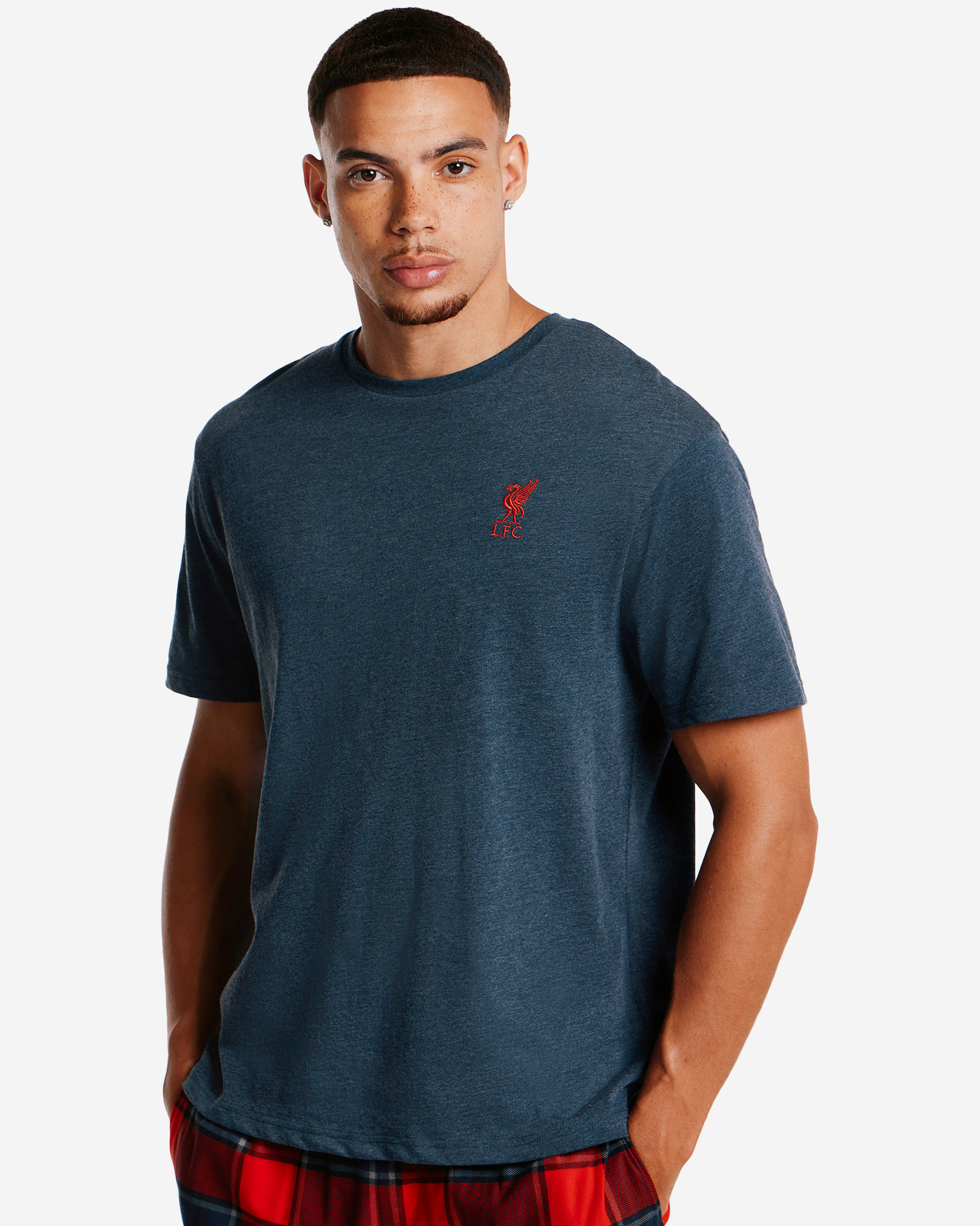 Conjunto de pijama LFC a cuadros largos para hombre, color azul marino - Image 2