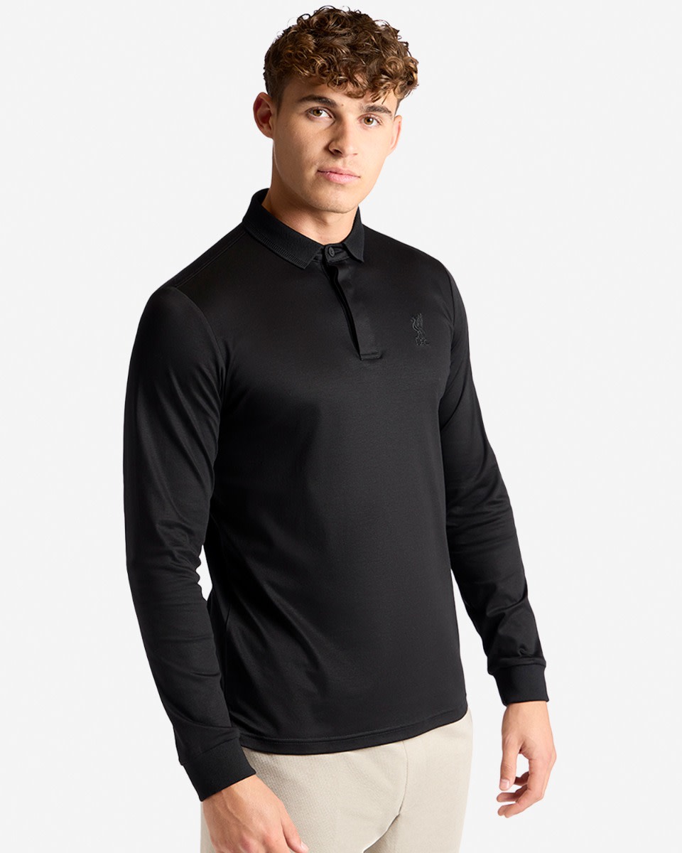 LFC Firma Mens Long Sleeve Polo Black - Image 1