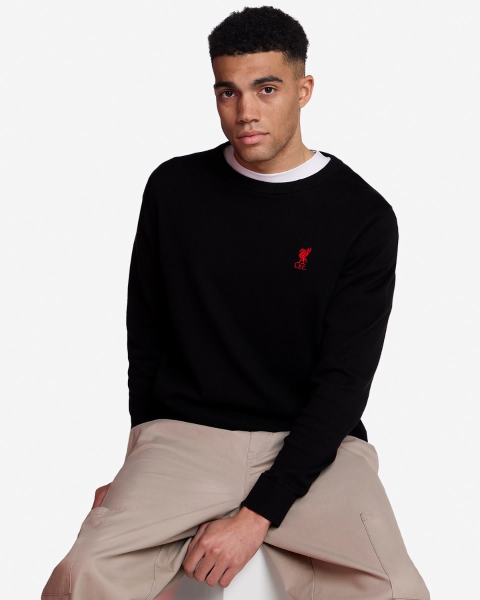 LFC Mens Crew Neck Knit Sweatshirt Black - Image 2
