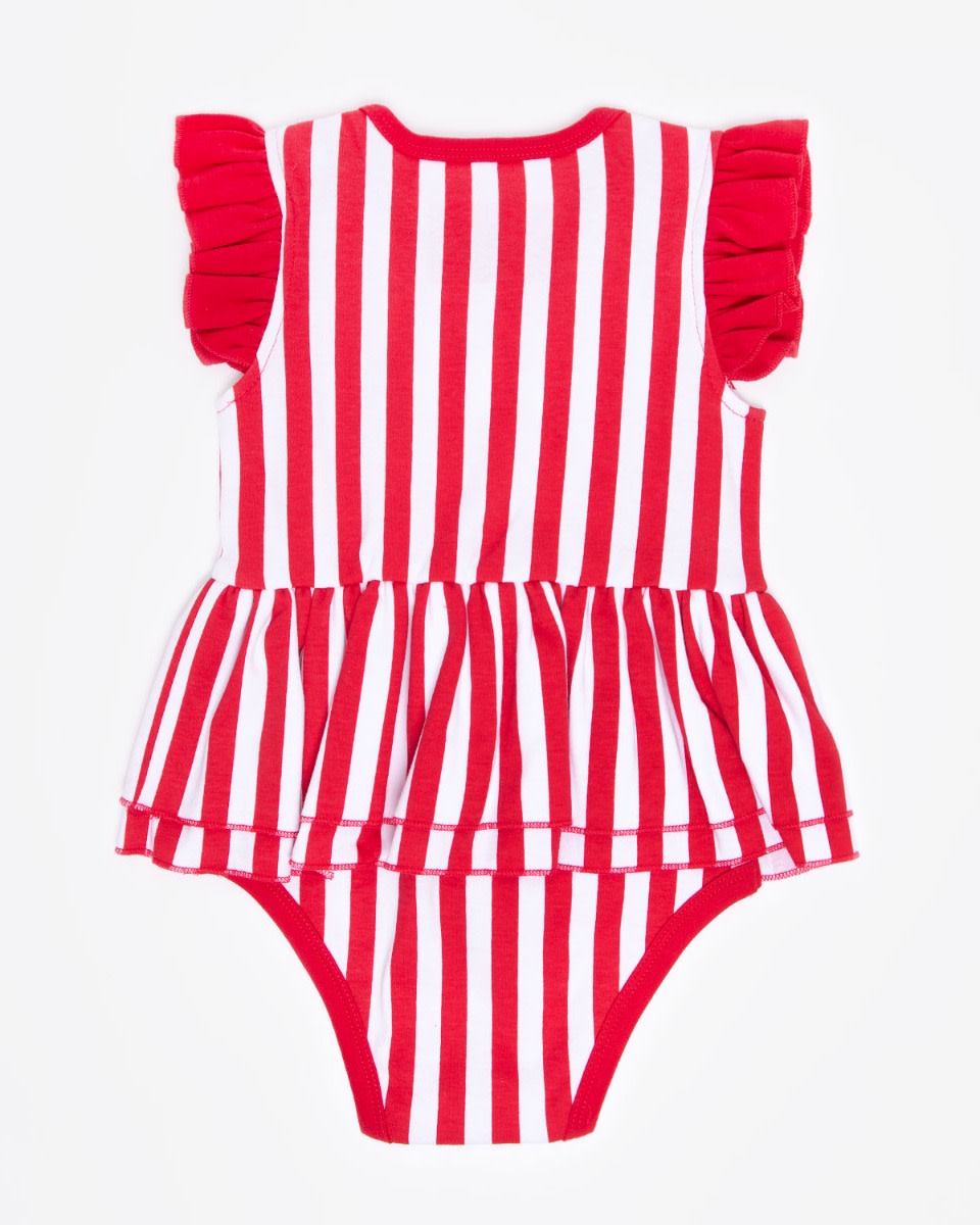 LFC Baby Frill Stripe Bodysuit Red & White - Image 2