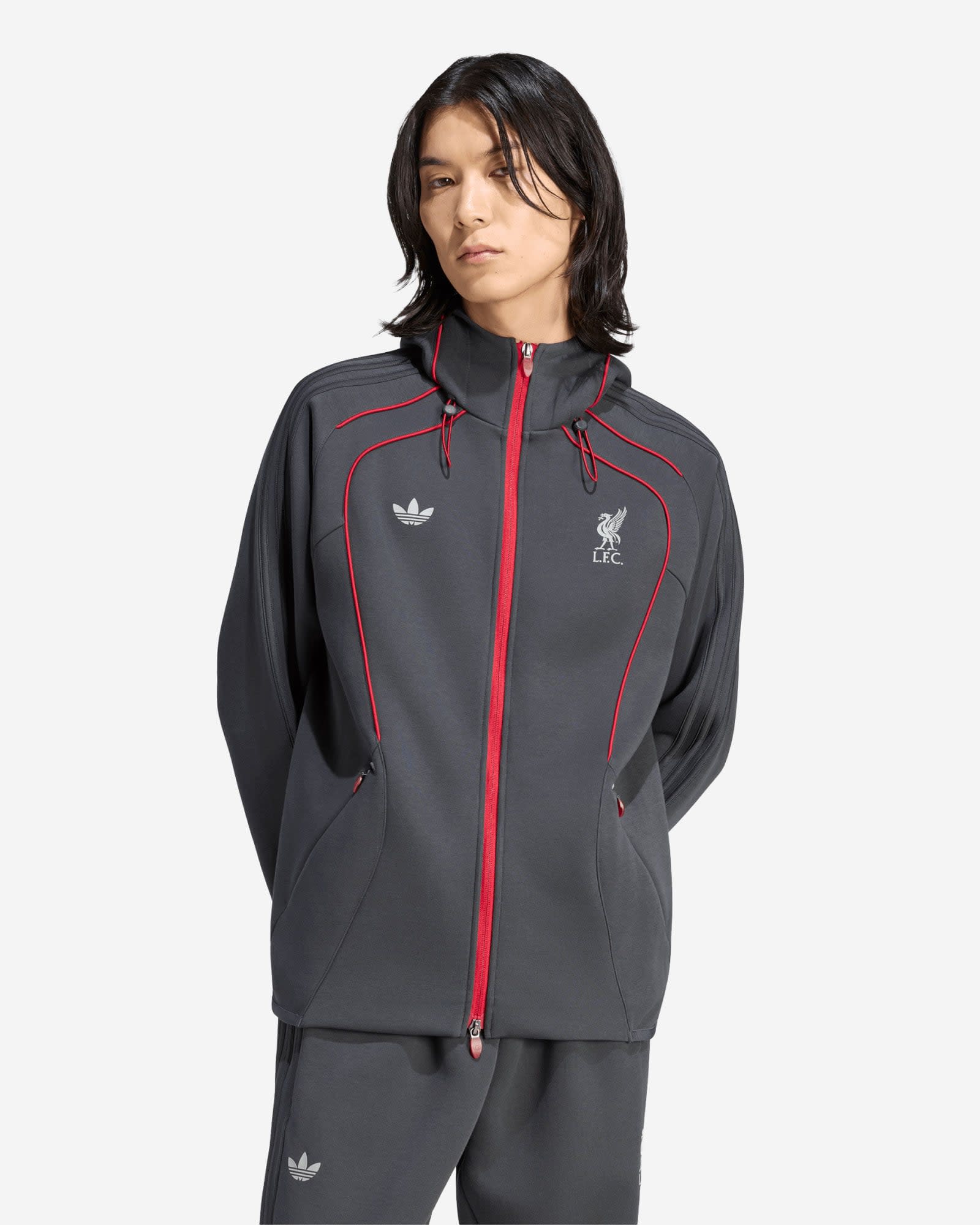 LFC adidas Mens Spacer Teamgeist 26 Track Top Dark Grey - Image 1